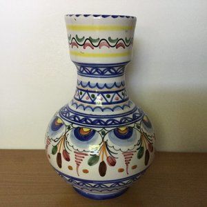 De La Cal Barreira Puente ceramic vase hand painted Spain 8"